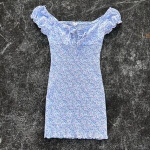 ALTAR'D STATE Dress Midi Short Ruffled Blue White Floral Women Size Large